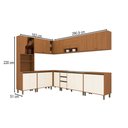 Ver imagem 4 de Cozinha Completa Venaly 19 Portas 2 Gavetas com Vidro Cinamomo/Off White - Henn