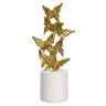 Escultura Borboletas Decor Poliresina Dourado e Branco 27cm - 1