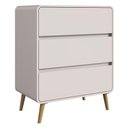 Ver imagem 2 de Cômoda Quarto 77cm 3 Gavetas Pés Palito Nuvia Bege C06 - Mpozenato