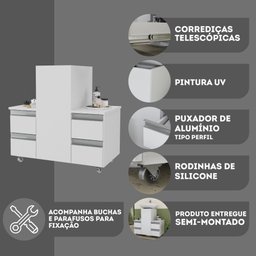 Gabinete Banheiro Coluna para Encaixe Branco Inteiro - 4