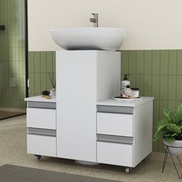 Gabinete Banheiro Coluna para Encaixe Branco Inteiro - 1