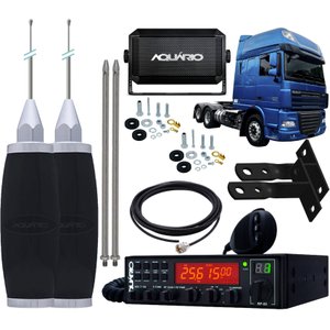 Rádio Px 80 Canais 2 Antena Inox 2,70m Alongador 60cm Cabo 5,5m Suporte Traseiro Daf Parafusos