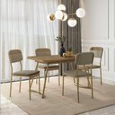 Ver imagem 2 de Mesa Jantar Retangular 4 Lugares 130cm X 74,5cm Pés em Aço Cor:noce com Dourado