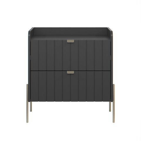 Mesa de Cabeceira Grafite Moderna Moriah 60cm Alto Padrão:champagne/grafite