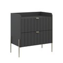 Ver imagem 5 de Mesa de Cabeceira Grafite Moderna Moriah 60cm Alto Padrão:champagne/grafite