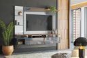 Ver imagem 1 de Painel Vega P/ Tvs até 55'' C/ Gaveteiros e Prateleiras Suporte para Itens - Cinza Perolizado/