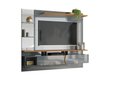 Ver imagem 3 de Painel Vega P/ Tvs até 55'' C/ Gaveteiros e Prateleiras Suporte para Itens - Cinza Perolizado/