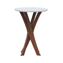 Mesa Lateral Tiê Tampo Redondo Ø42 Amêndoa/Branco - 1