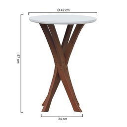 Mesa Lateral Tiê Tampo Redondo Ø42 Amêndoa/Branco - 2