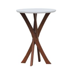 Mesa Lateral Tiê Tampo Redondo Ø42 Amêndoa/Branco - 3