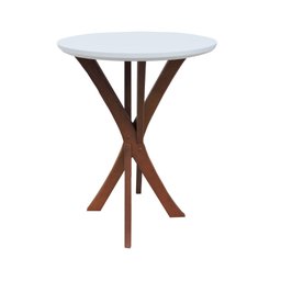 Mesa Lateral Tiê Tampo Redondo Ø42 Amêndoa/Branco - 4