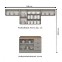 Ver imagem 4 de Cozinha Completa Americana 7 Portas 3 Gavetas com Tampo 100% Mdf Cinza/nature - Henn