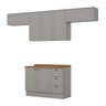 Cozinha Completa Americana 7 Portas 3 Gavetas com Tampo 100% Mdf Cinza/nature - Henn - 2