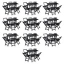 Ver imagem 1 de Kit 10 Conjuntos de Mesa Dobráveis de Madeira 70x110cm com 6 Cadeiras Preta