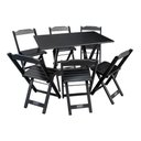 Ver imagem 2 de Kit 10 Conjuntos de Mesa Dobráveis de Madeira 70x110cm com 6 Cadeiras Preta