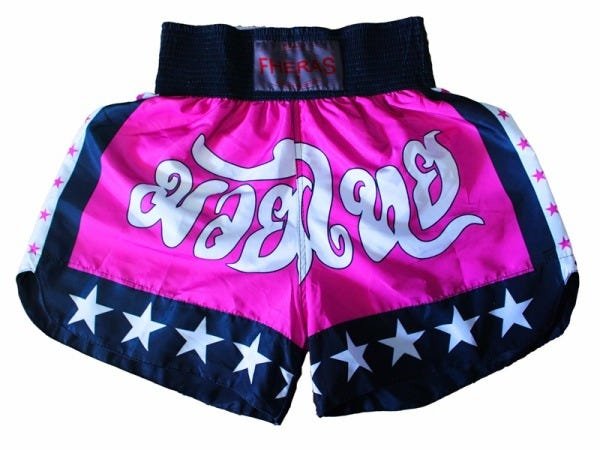 Kit Muay Thai Fheras Luva Shorts Canel. Band Buc 10oz Rosa - 4