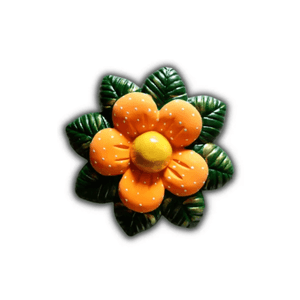 DECORAÇÃO JARDIM FLOR MARGARIDA CERÂMICA P/GRAMA OU PAREDE:LARANJA