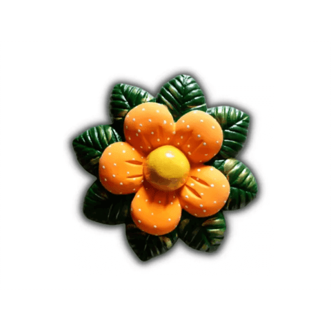 DECORAÇÃO JARDIM FLOR MARGARIDA CERÂMICA P/GRAMA OU PAREDE:LARANJA