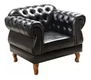 Ver imagem 1 de Poltrona Chesterfield Elisabeth Capitonê Courino Preto