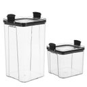 Ver imagem 1 de Pote Hermetico Acrilico Kit 2 Unidades Transparente Veda Tampa com Trava Alimento Cozinha Armario Or