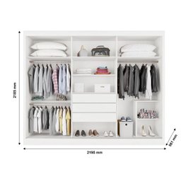 GUARDA-ROUPA SINTRA 3PTS CORRER 2 ESPELHOS 3 GVT - BRANCO PEROBA BRANCO - 6