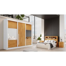 GUARDA-ROUPA SINTRA 3PTS CORRER 2 ESPELHOS 3 GVT - BRANCO PEROBA BRANCO - 2