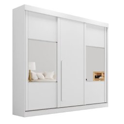 GUARDA-ROUPA SINTRA 3PTS CORRER 2 ESPELHOS 3 GVT - BRANCO PEROBA BRANCO - 3