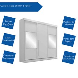 GUARDA-ROUPA SINTRA 3PTS CORRER 2 ESPELHOS 3 GVT - BRANCO PEROBA BRANCO - 4