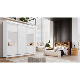 GUARDA-ROUPA SINTRA 3PTS CORRER 2 ESPELHOS 3 GVT - BRANCO PEROBA BRANCO - 1