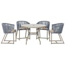 Ver imagem 1 de Mesa com 4 Cadeiras de Jantar Roma 100cm e Noronha em Aluminío Fendi Corda Nautica Estofado 6 Trama