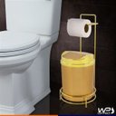 Ver imagem 2 de Suporte para Papel Higiênico com Lixeira Dourada Fosco 5 Litros
