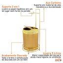 Ver imagem 6 de Suporte para Papel Higiênico com Lixeira Dourada Fosco 5 Litros