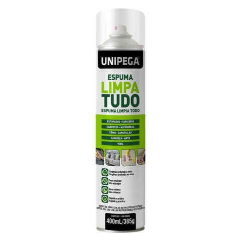 Espuma Limpa Tudo 400ml Couro Sofá Tapete Carpete Unipega