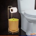 Ver imagem 2 de Suporte para Papel Higiênico com Lixeira 5 Litros Tampa Dourado Fosco