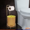 Suporte para Papel Higiênico com Lixeira 5 Litros Tampa Dourado Fosco - 2