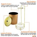 Ver imagem 6 de Suporte para Papel Higiênico com Lixeira 5 Litros Tampa Dourado Fosco