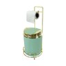 Suporte Para Papel Higiênico Lixeira Basculante 5 Litros - Dourado - Verde claro - 1