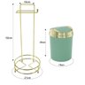 Suporte Para Papel Higiênico Lixeira Basculante 5 Litros - Dourado - Verde claro - 5