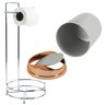 Suporte Para Papel Higiênico Com Lixeira Basculante Rosé Gold 5 Litros - Cinza claro - 4