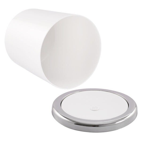 Suporte Porta Papel Higiênico Lixeira Basculante Circular Prata - Branco - 3