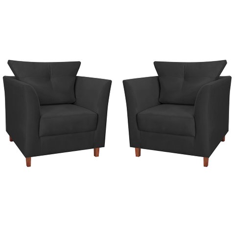 Kit 2 Poltronas Isa Luxuosa para Recepção e Escritório Advocacia - Sv Decor:preto