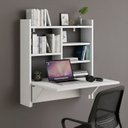 Ver imagem 1 de Escrivaninha Mesa Dobrável com Estante 63cm Branco