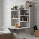 Ver imagem 4 de Escrivaninha Mesa Dobrável com Estante 63cm Branco