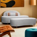 Ver imagem 2 de Sofá Orgânico 2 Lugares Living e Puff Maitê 1.80m Linho Cinza Sofa Store