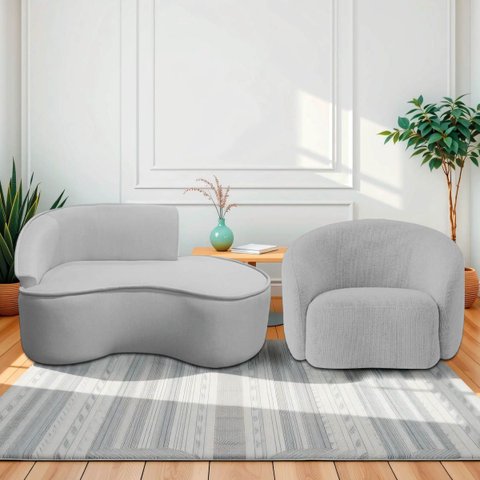 Kit Divã Recamier Orgânico Marrocos 150cm Lado Direito e 1 Poltronas Amore Linho