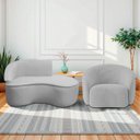 Ver imagem 1 de Kit Divã Recamier Orgânico Marrocos 150cm Lado Direito e 1 Poltronas Amore Linho