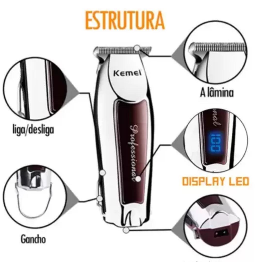 3 Maquinas Kemei Profissional Corte Acabamento Shaver - 3