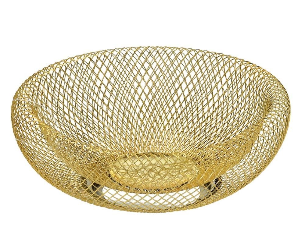 Cesta Redonda Metálica Aramada Dourado com Brilho Decoração Espressione Cesta Dourada Redonda, Cesta - 3