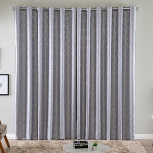 Cortina Turin Jacquard Semiblackout Floral 3,00x2,80m para Sala Quarto Varão 3m Ilhóses - Cinza
