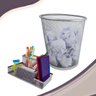 Kit Organizador de Mesa e Lixeira de Escritório - Prata - 1